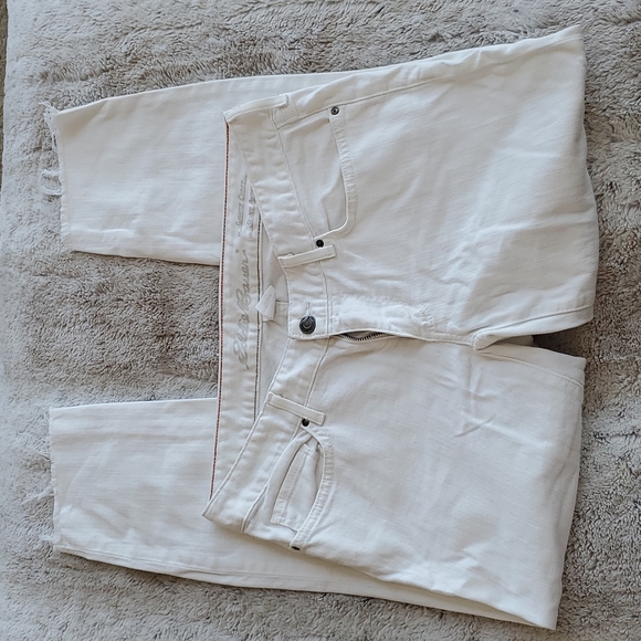Eddie Bauer White Low Mid Rise Slightly Curvy Skinny Raw Hem Ankle Jeans Size 6 - Picture 2 of 6